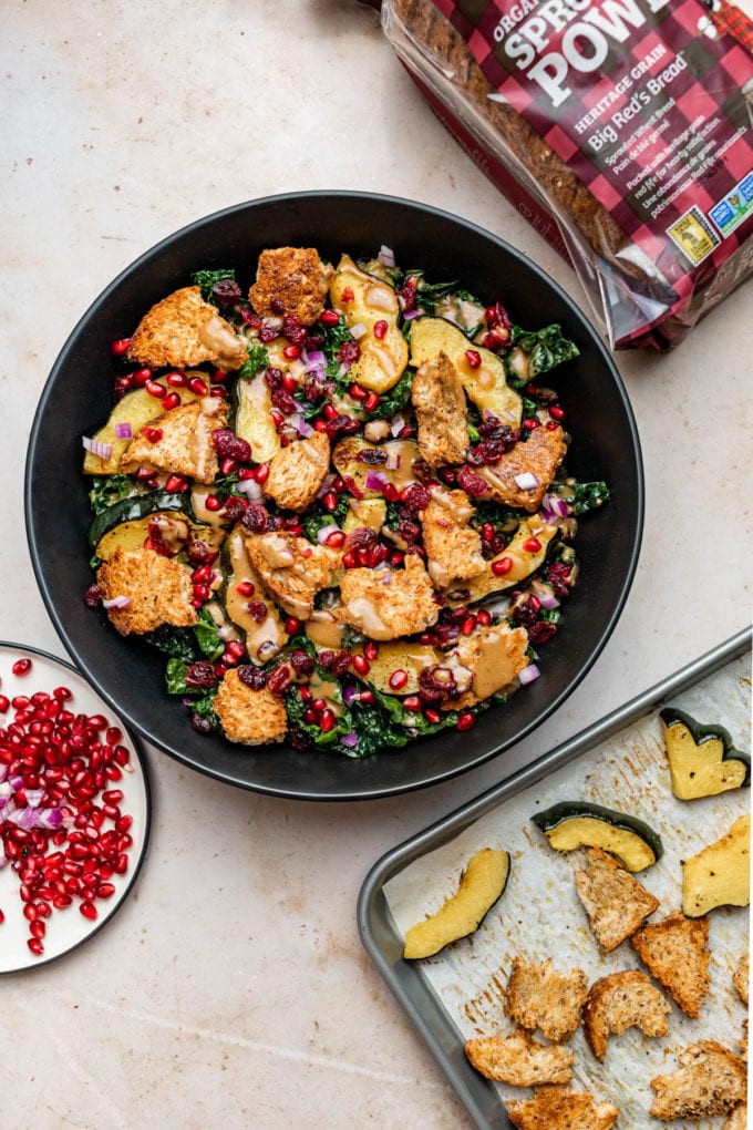 Winter Panzanella Salad with Kale and Roasted Squash