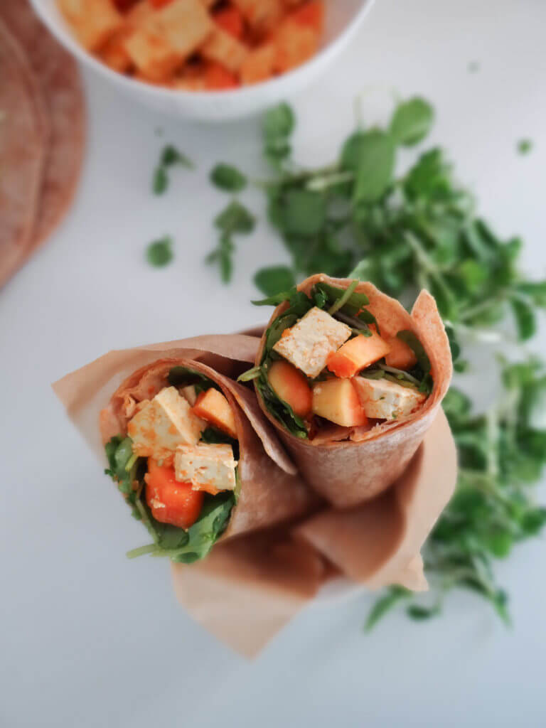 Curried Tofu Papaya Wraps