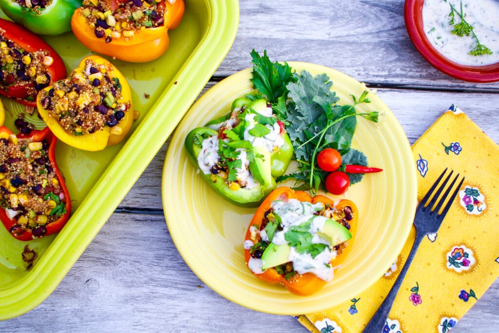Southwestern Stuffed Peppers with Black Beans and Quinoa