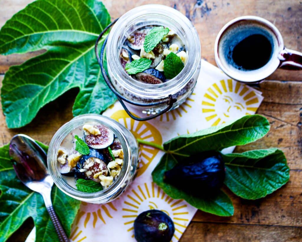 Vegan Overnight Oats with Figs and Walnuts