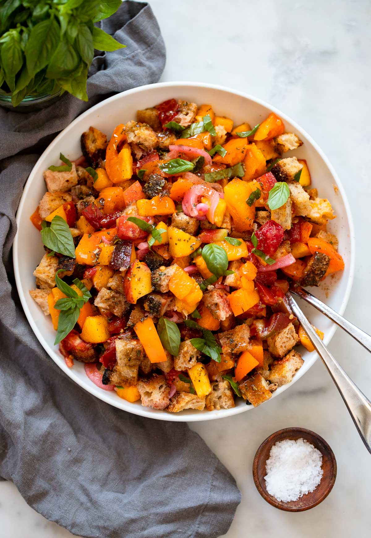 Peach and Tomato Panzanella Salad