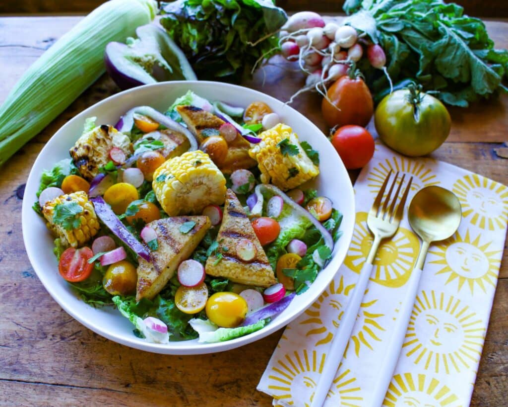 Grilled Tofu and Corn Salad