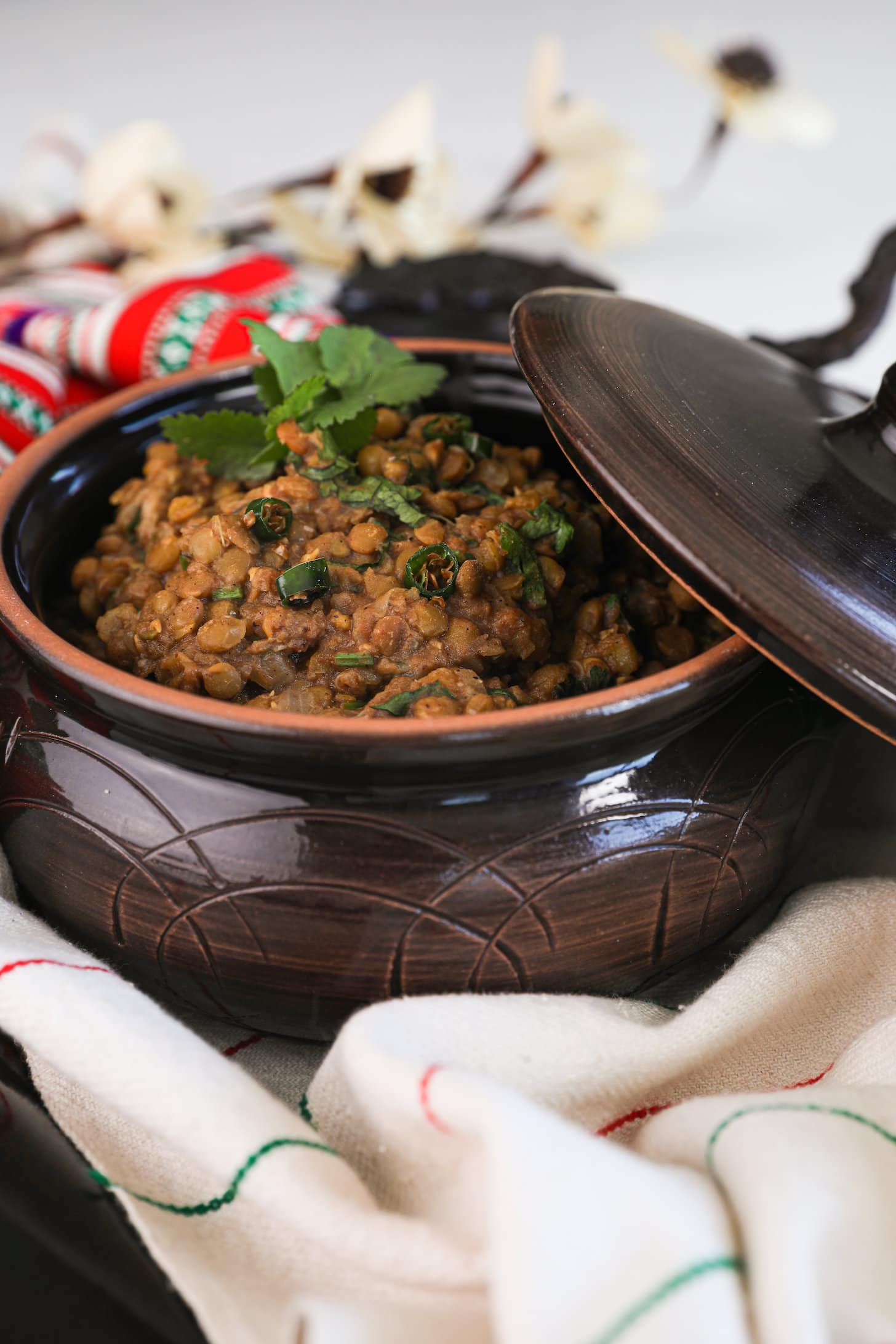 Slow Cooked Lentil Curry With Rhubarb