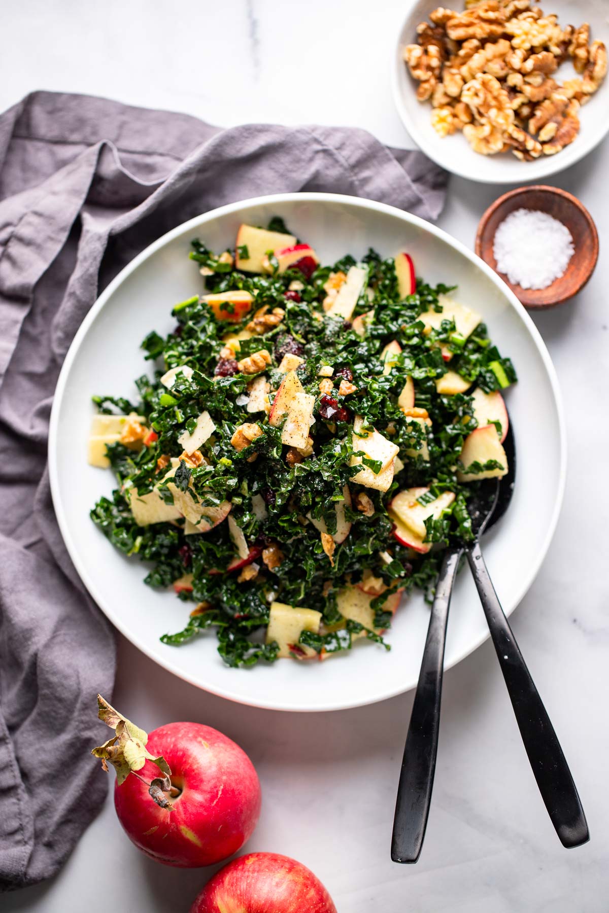 Easy Kale Apple Walnut Salad