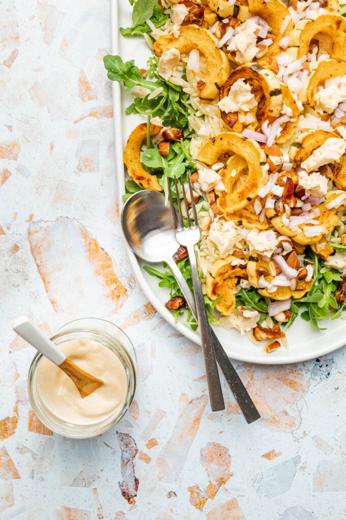 Roasted Delicata Orzo Salad with Arugula