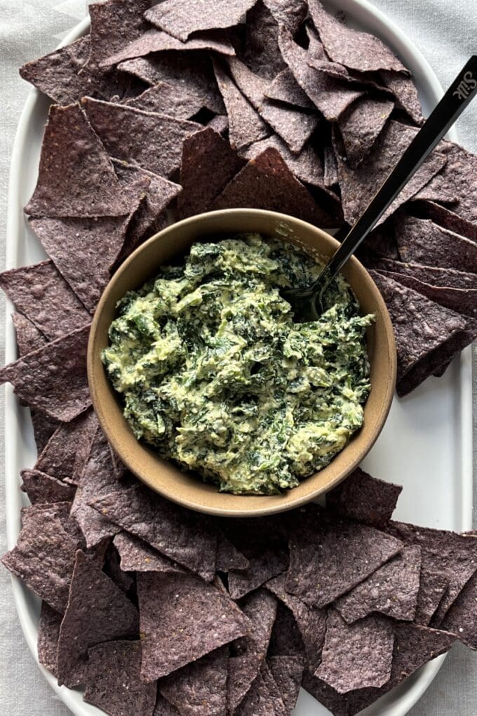 Fast vegan spinach dip (nut free!)
