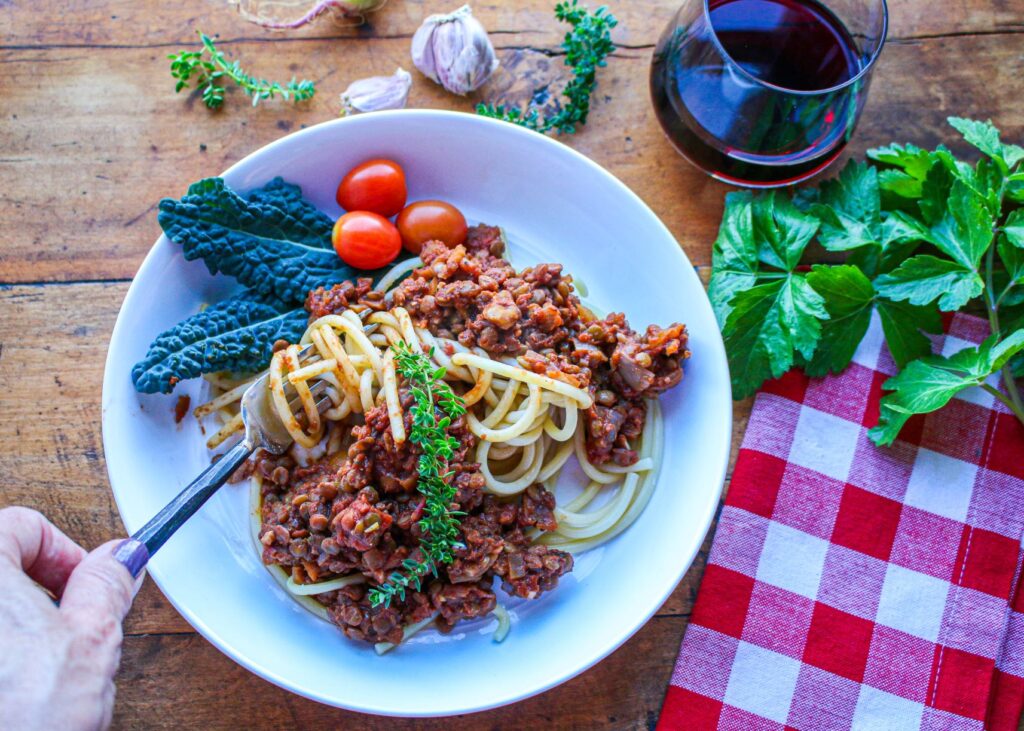 Vegan Bolognese with Lentils and Walnuts