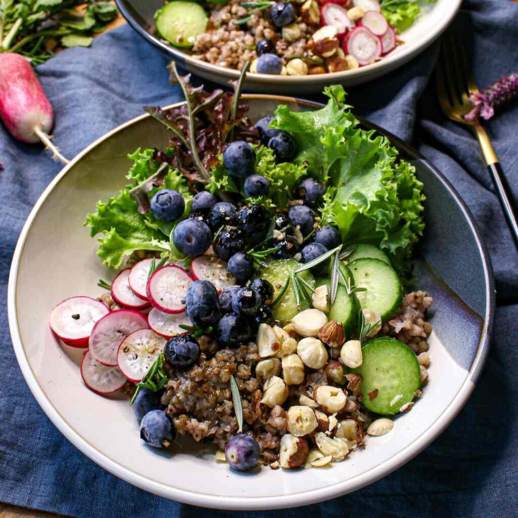 Blueberry Buckwheat Bowl with Rosemary Balsamic Vinaigrette