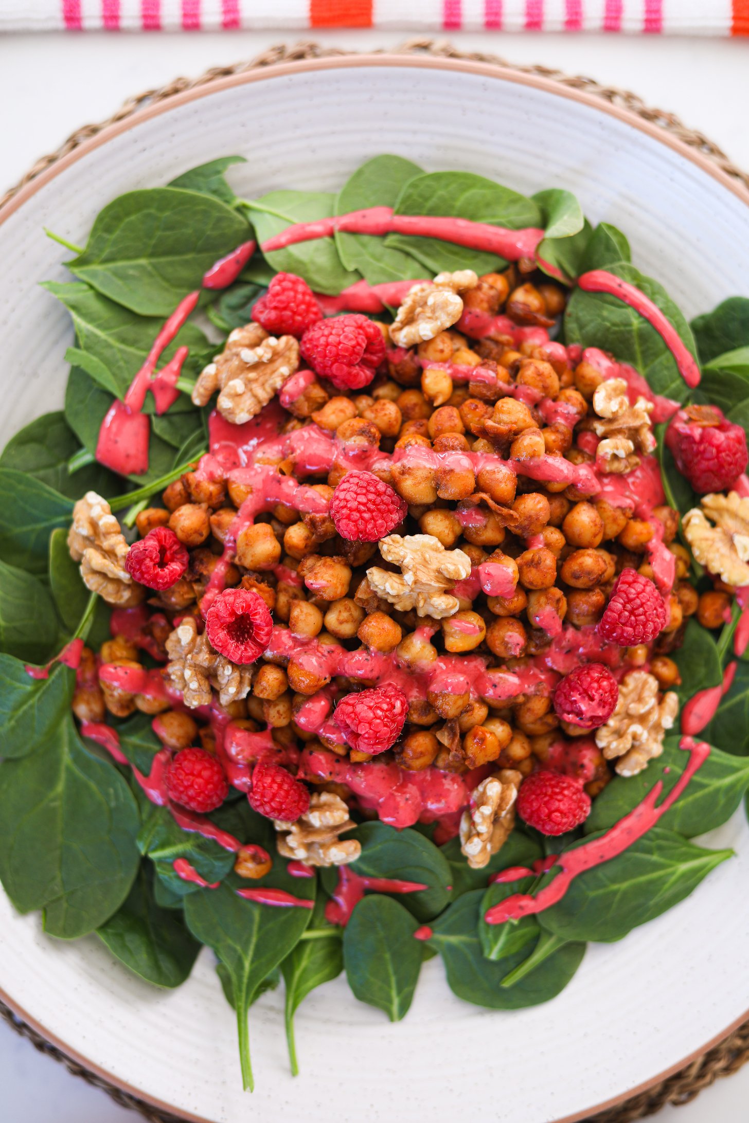 Summer Raspberry Salad With Spicy Chickpeas