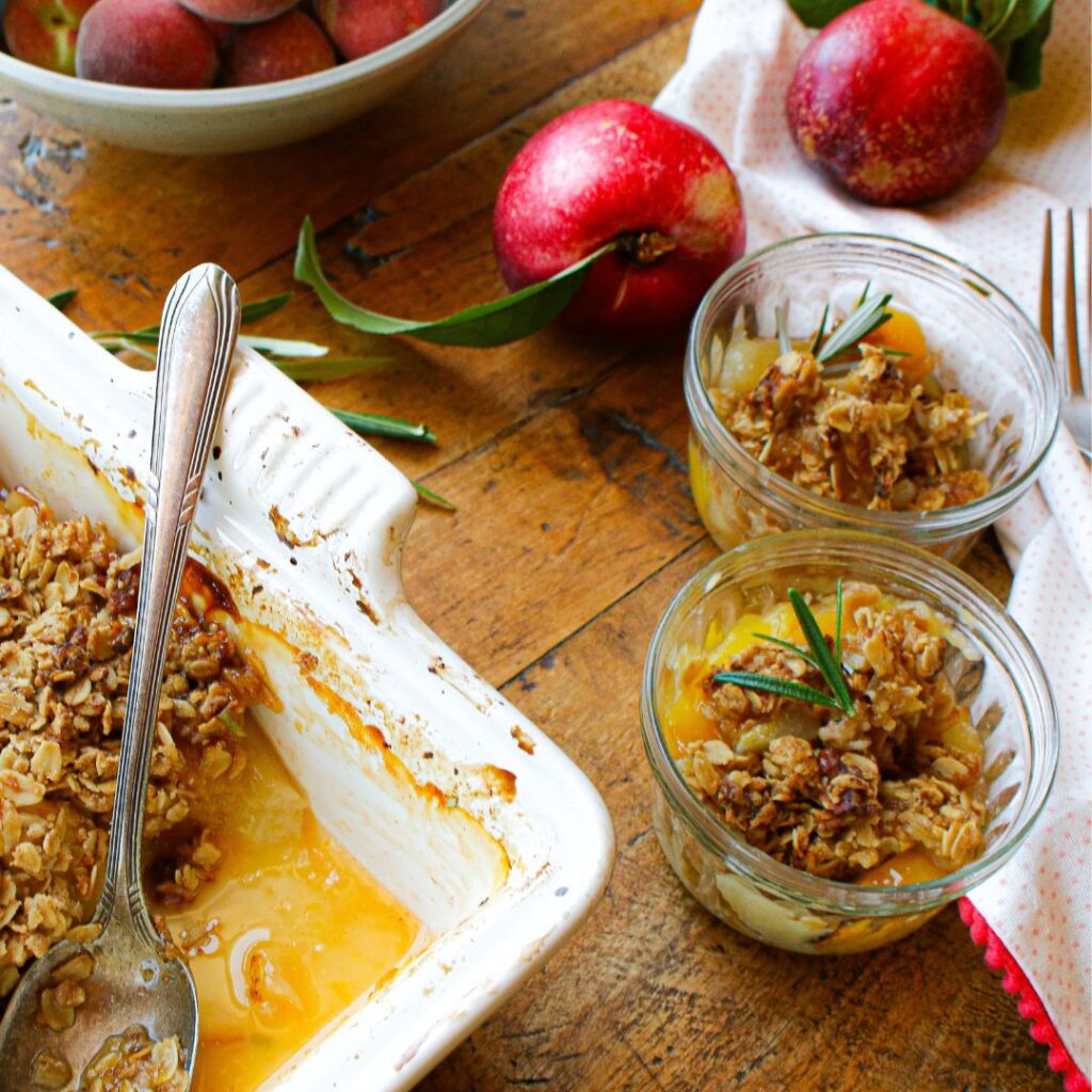 Peach Crisp with Rosemary and Olive Oil