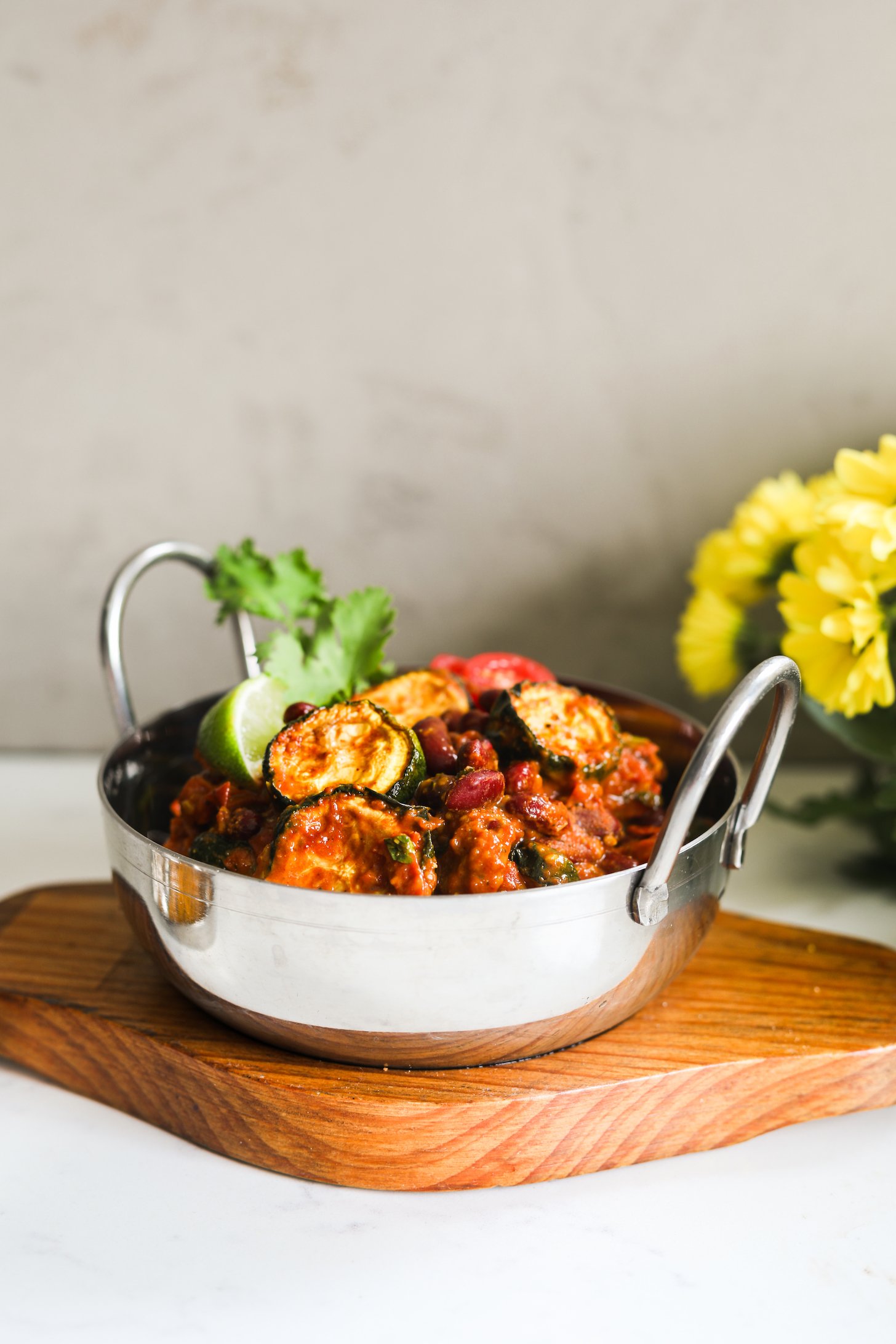 Rajma (Kidney Bean Curry) with Air Fryer Zucchini