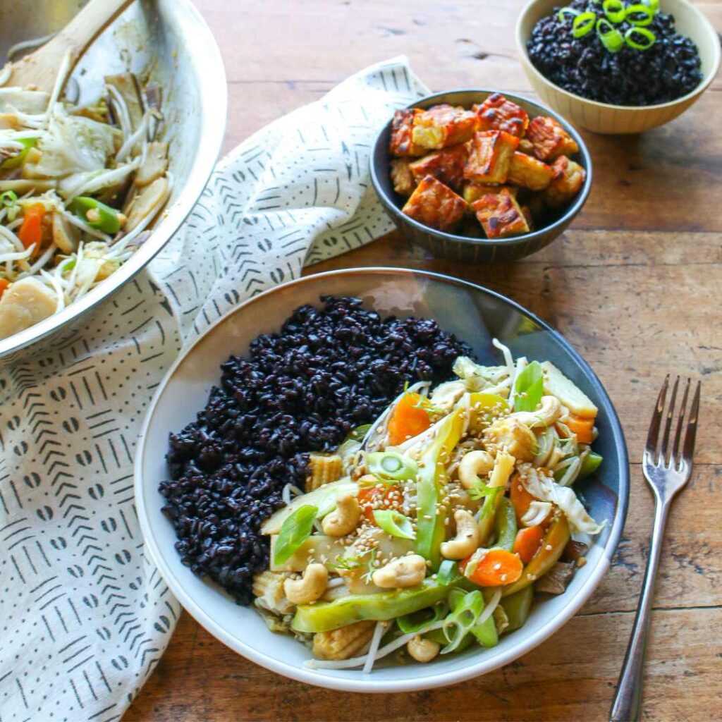 Vegetable Stir Fry with Forbidden Rice