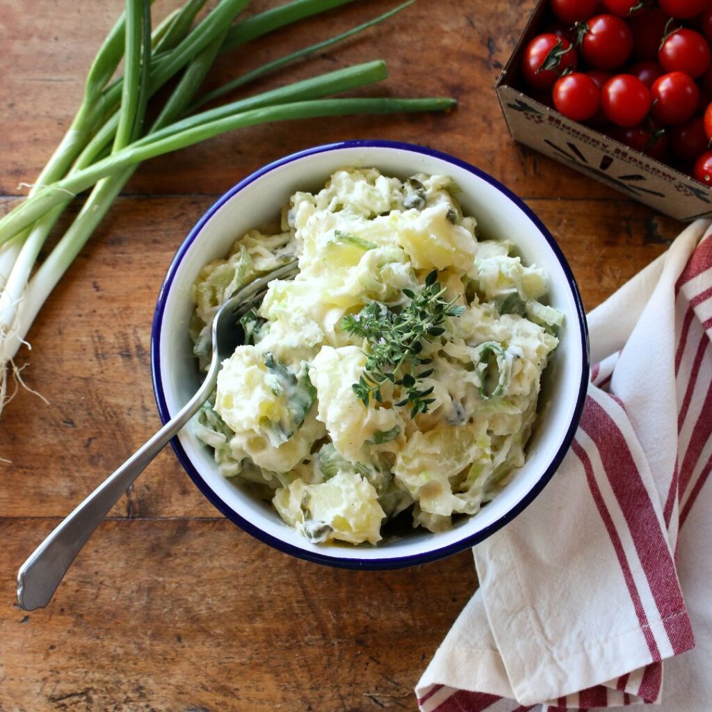 Creamy Vegan Potato Salad with Leeks