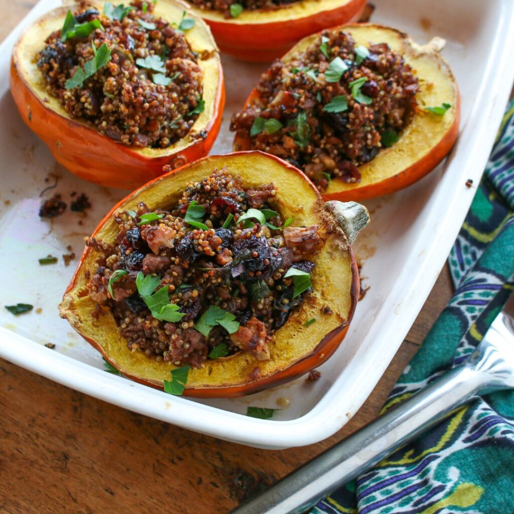 Stuffed Acorn Squash with Quinoa and Cranberries