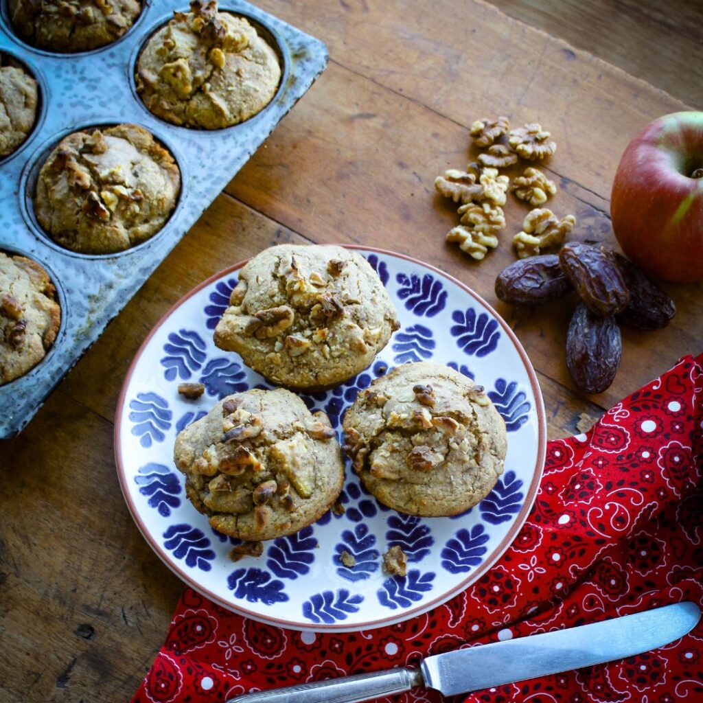 Vegan Corn Muffins with Apples and Walnuts