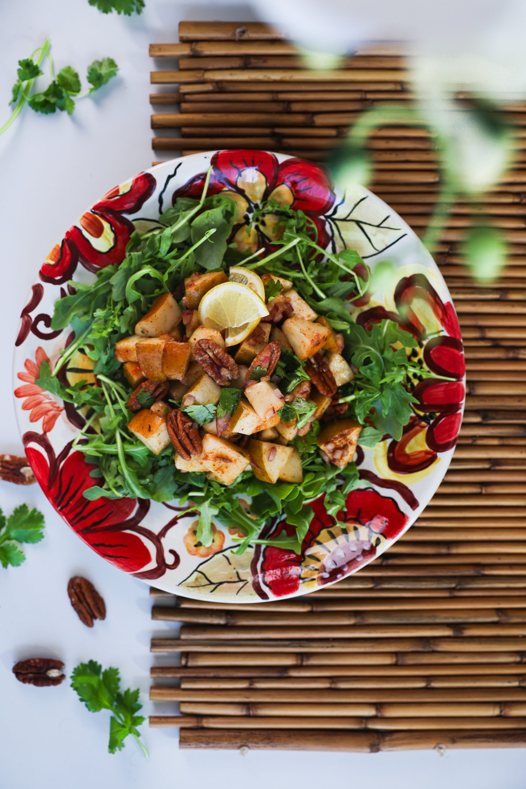 5-Minute Pecan & Pear Salad With Chaat Masala