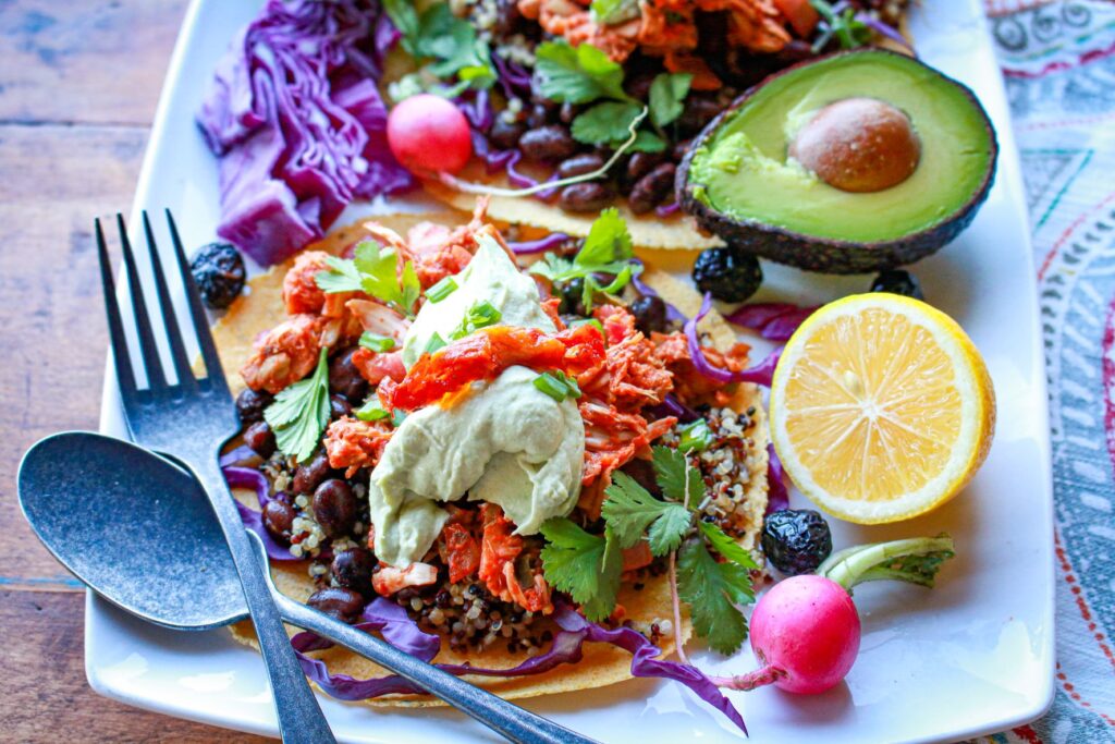 Vegan Tacos with Jackfruit, Black Beans and Quinoa