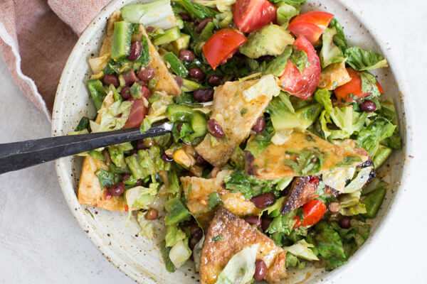How to Make Fiesta Fattoush Salad with Cilantro Lime Dressing