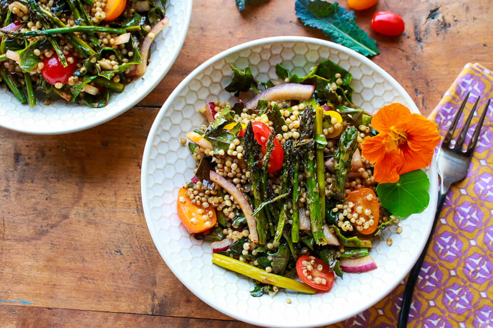 Roasted Asparagus Salad with Sorghum and Harissa Seasoning