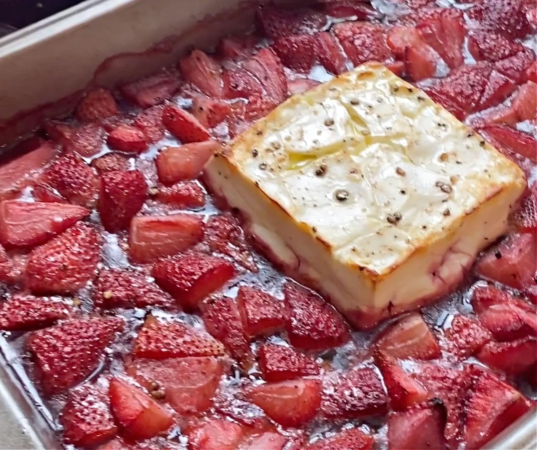 Strawberry Basil Feta Bake