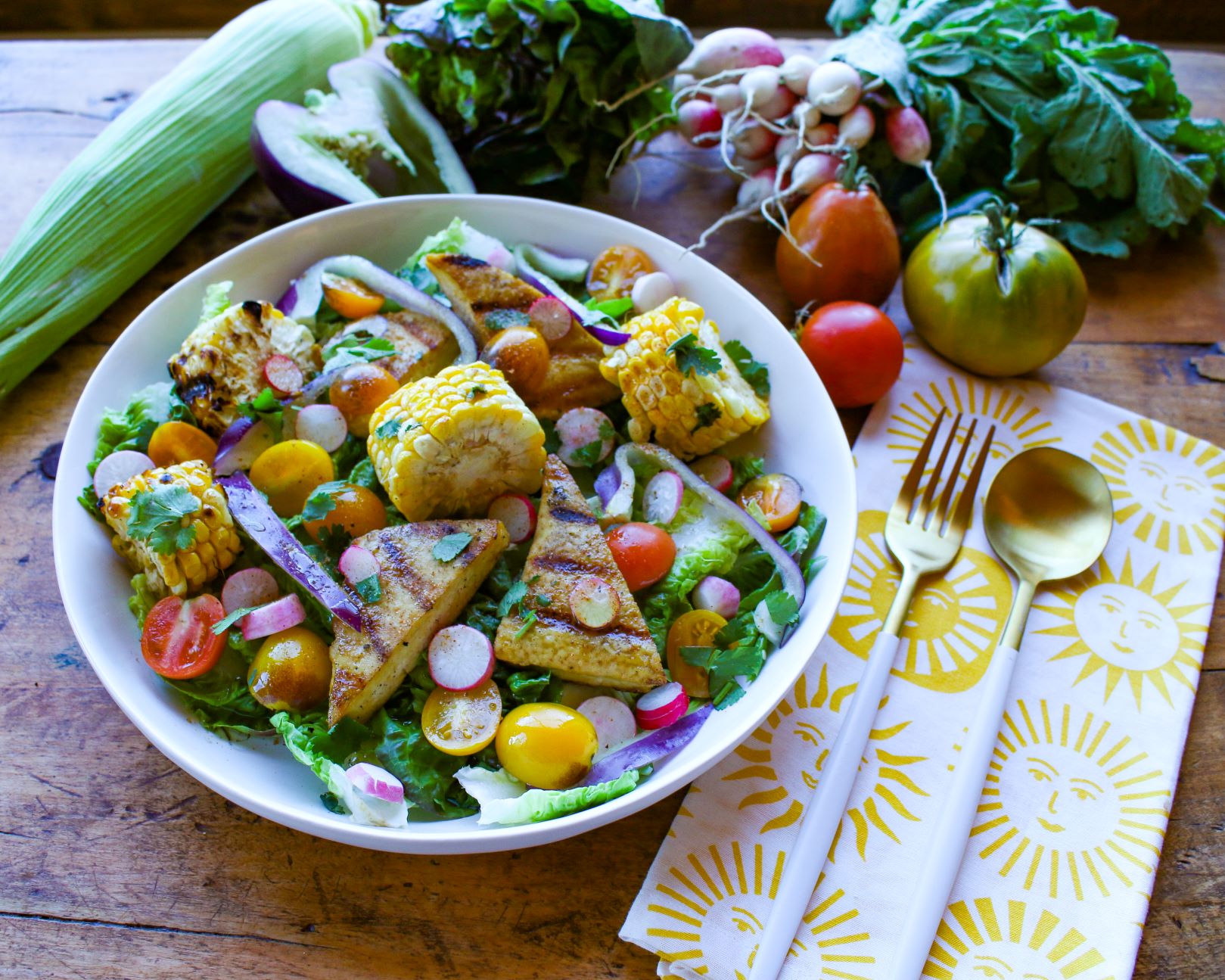 Grilled Corn and Tofu Salad