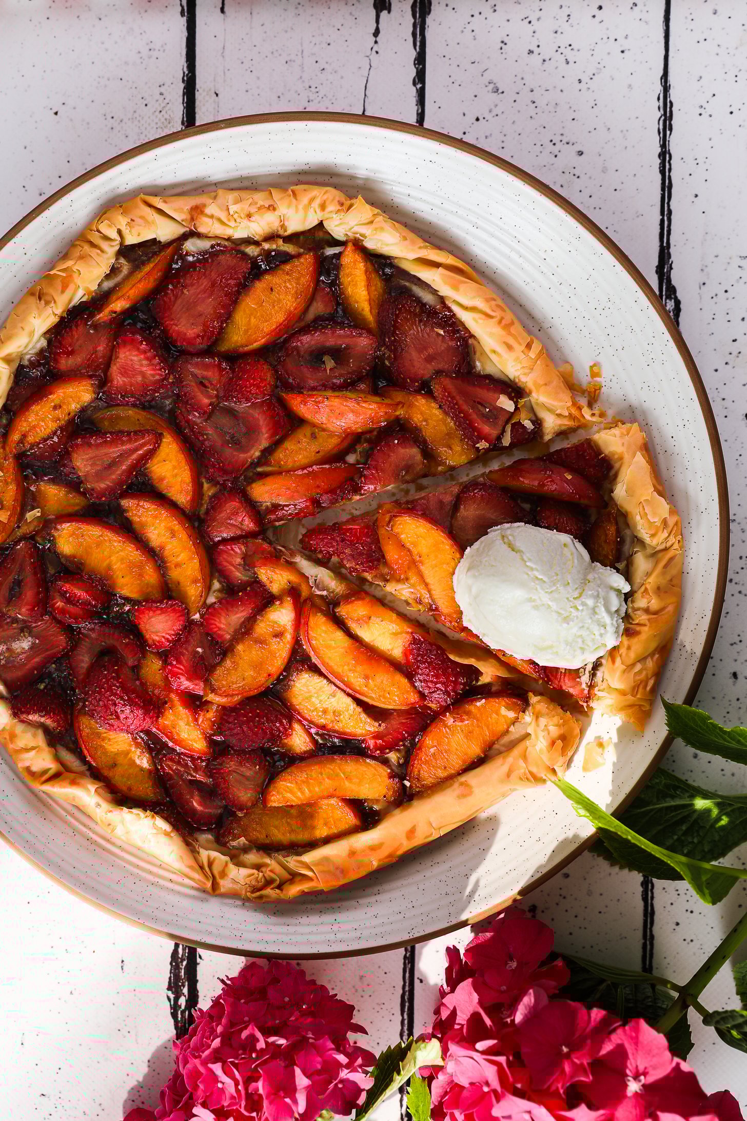 Cardamom Strawberry Peach Galette With Filo Pastry