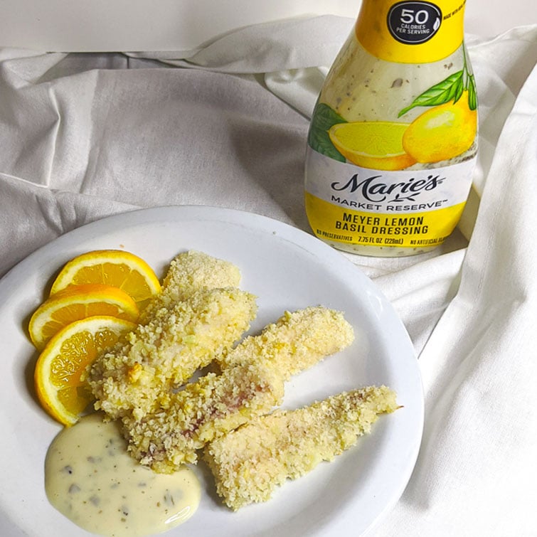 Healthy Baked Fish Sticks with Lemon Basil Dip