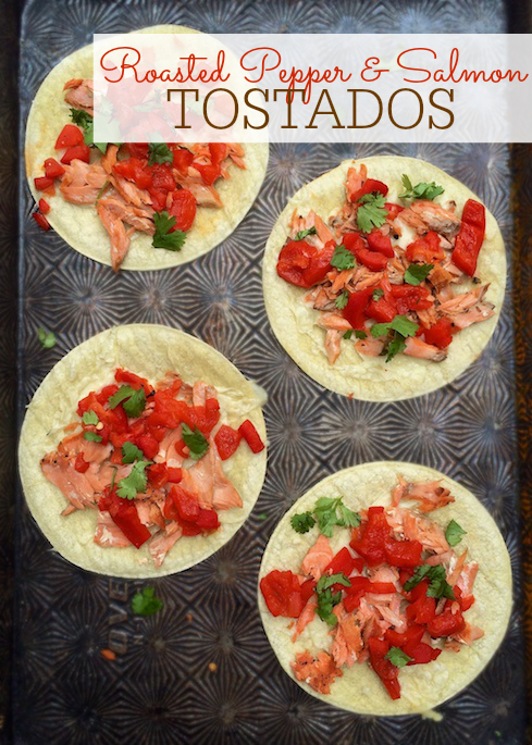 Roasted Pepper & Salmon Tostadas | Teaspoonofspice.com