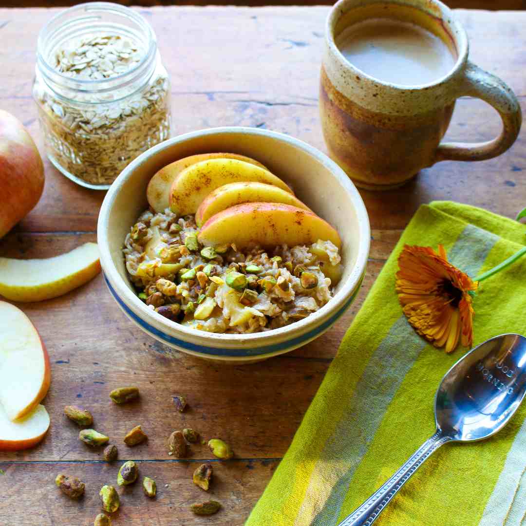 Apple Cinnamon Oatmeal with Pistachios