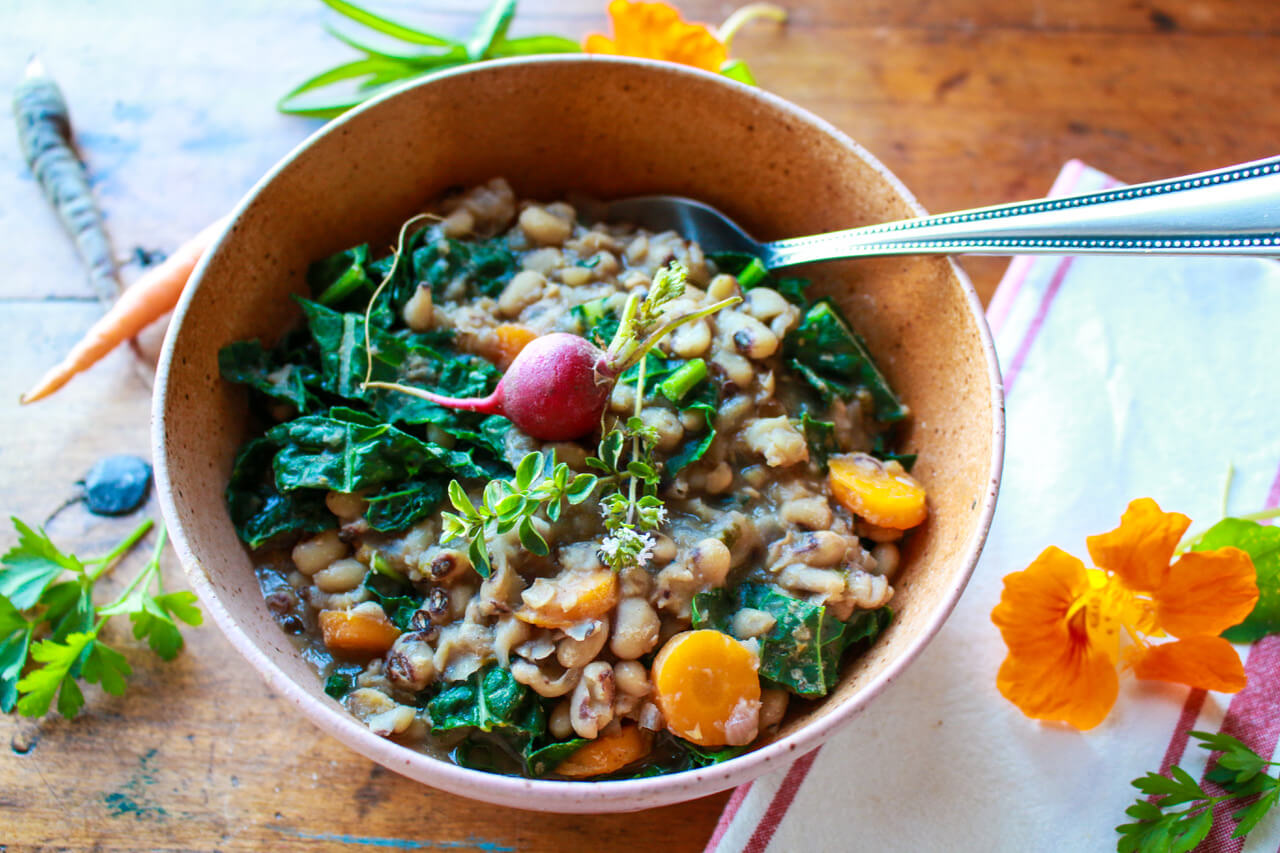 Instant Pot Black Eyed Peas and Greens
