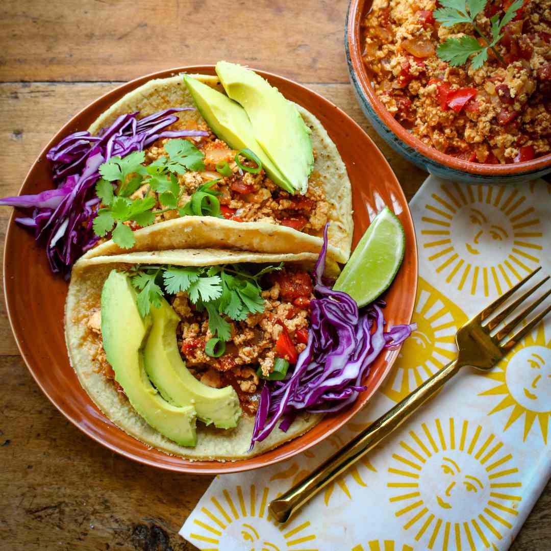 Vegan Chipotle Sofritas Tacos with Mango Slaw