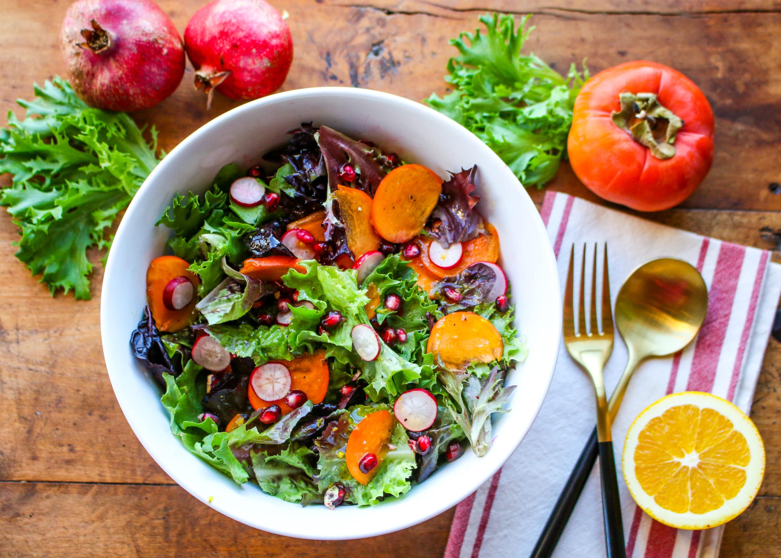 Jewel Winter Salad with Pomegranates and Orange Vinaigrette
