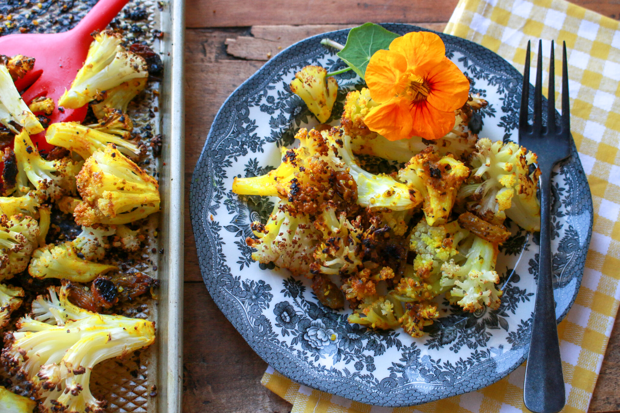 Turmeric Roasted Cauliflower with Hemp Seeds