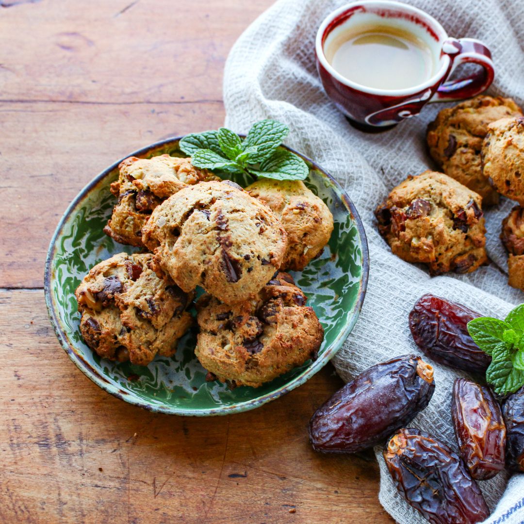 Dark Chocolate Chip Cookies with Dates and Walnuts