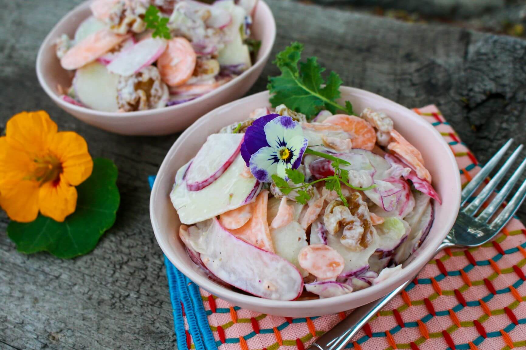 Kohlrabi Slaw with Creamy Orange Dressing