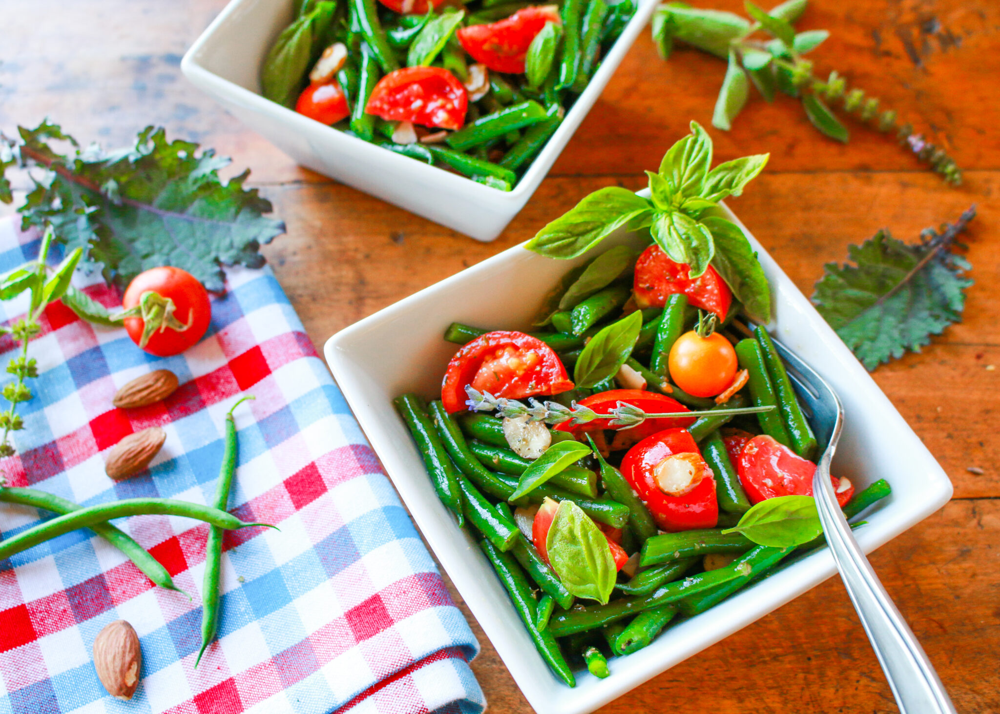 Green Bean Tomato Salad with Almonds & Herb Vinaigrette