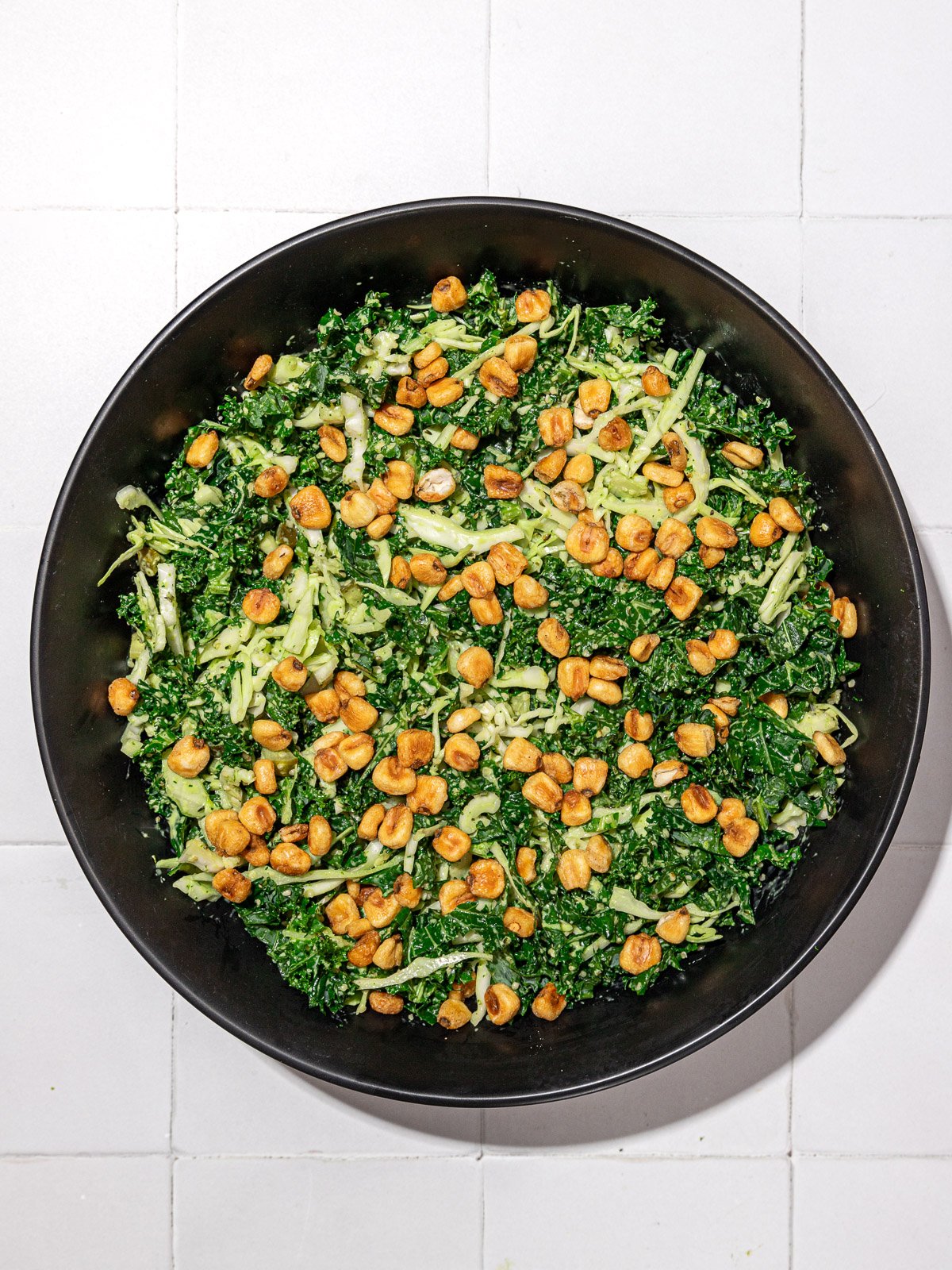 20 Minute Shredded Kale Cabbage Salad with Dill Pickle Ranch