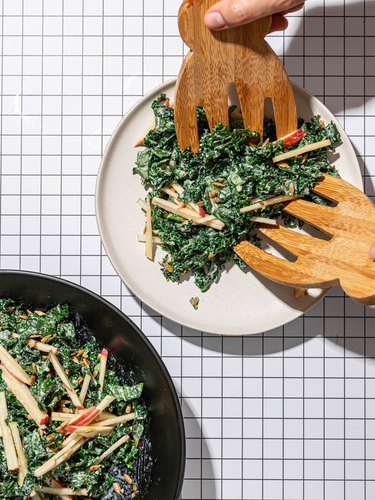 Creamy Maple Tahini Kale and Apple Salad