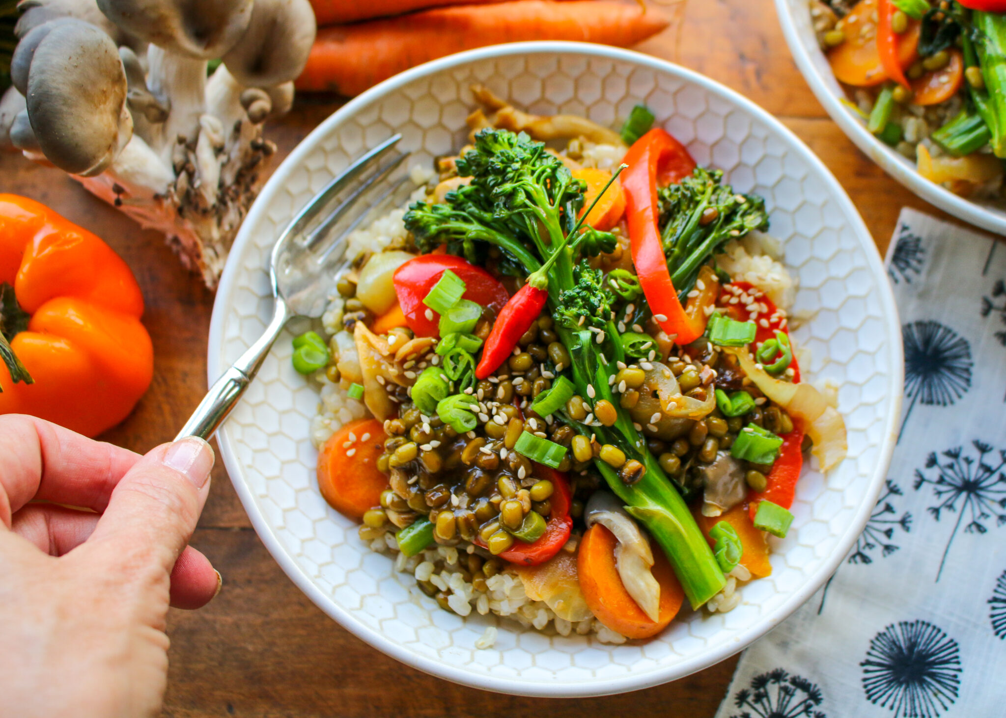 Easy Mung Bean Stir Fry with Brown Rice
