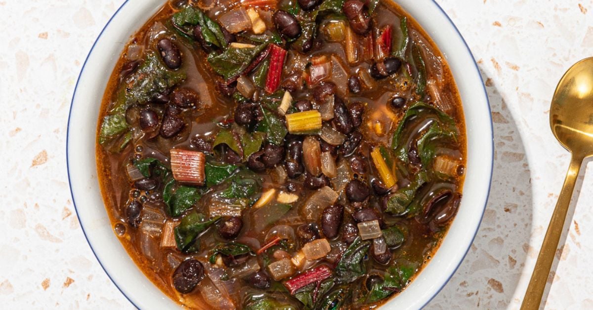 Garlicky Black Bean Soup with Swiss Chard