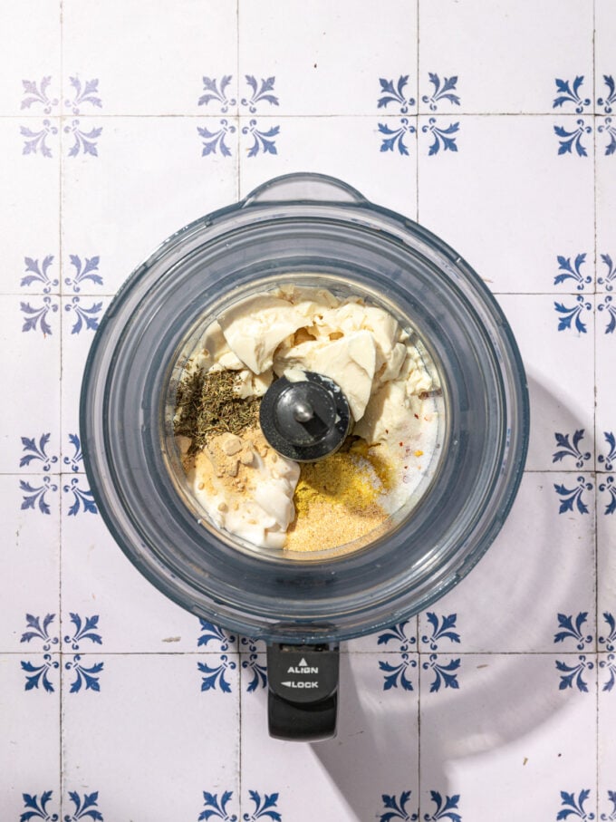 soft tofu, mayo and garlic powder in food processor