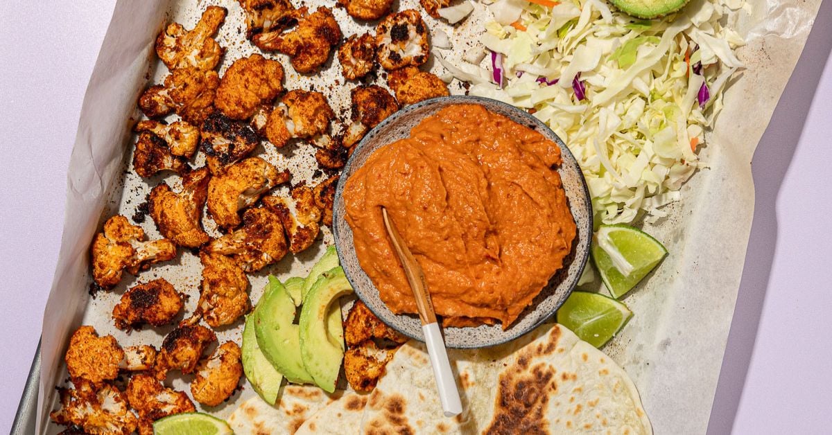 Sheet Pan Cauliflower Tacos with Creamy Chipotle White Beans