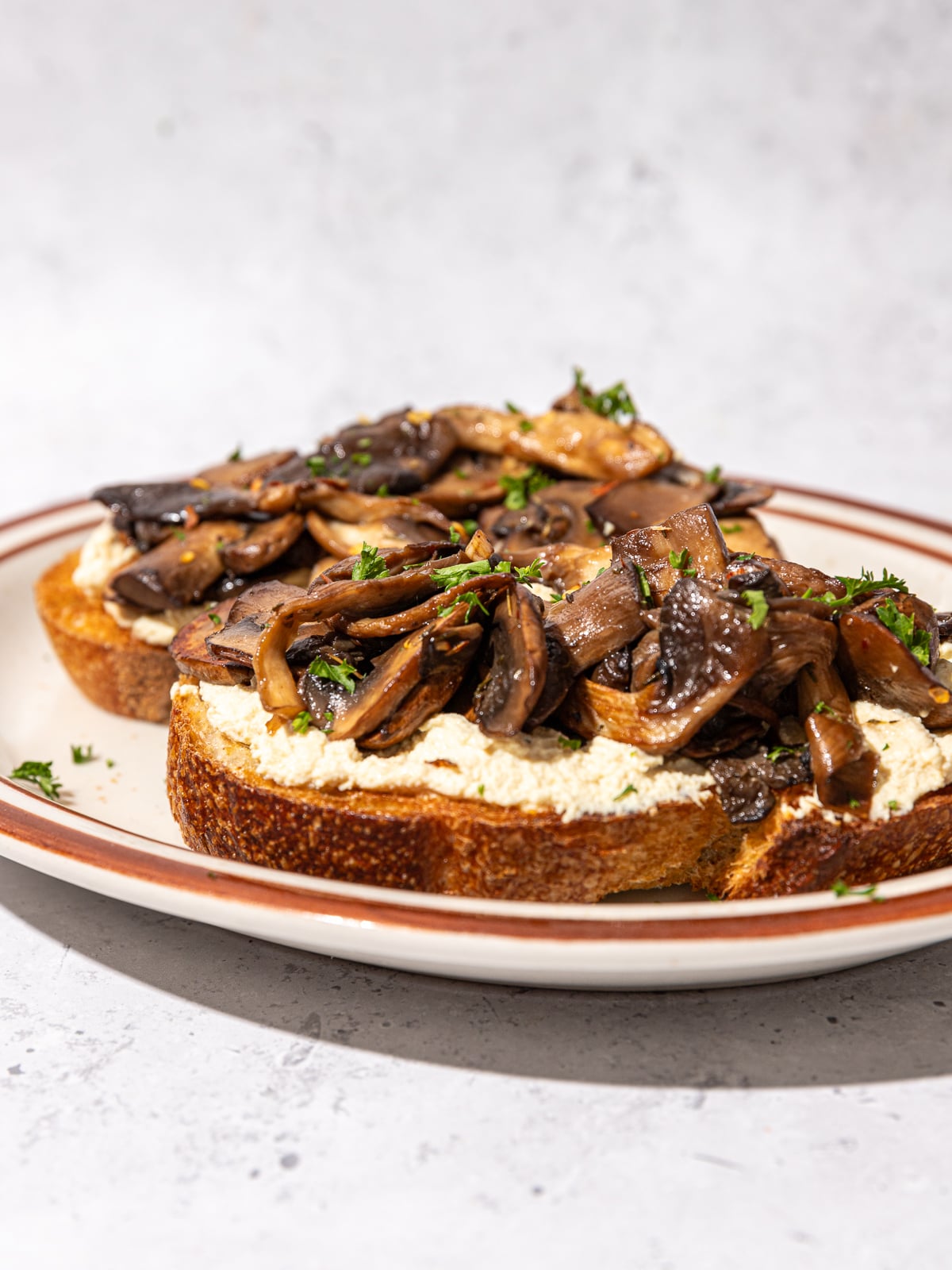 Garlicky Mushrooms on Toast with Tofu Ricotta