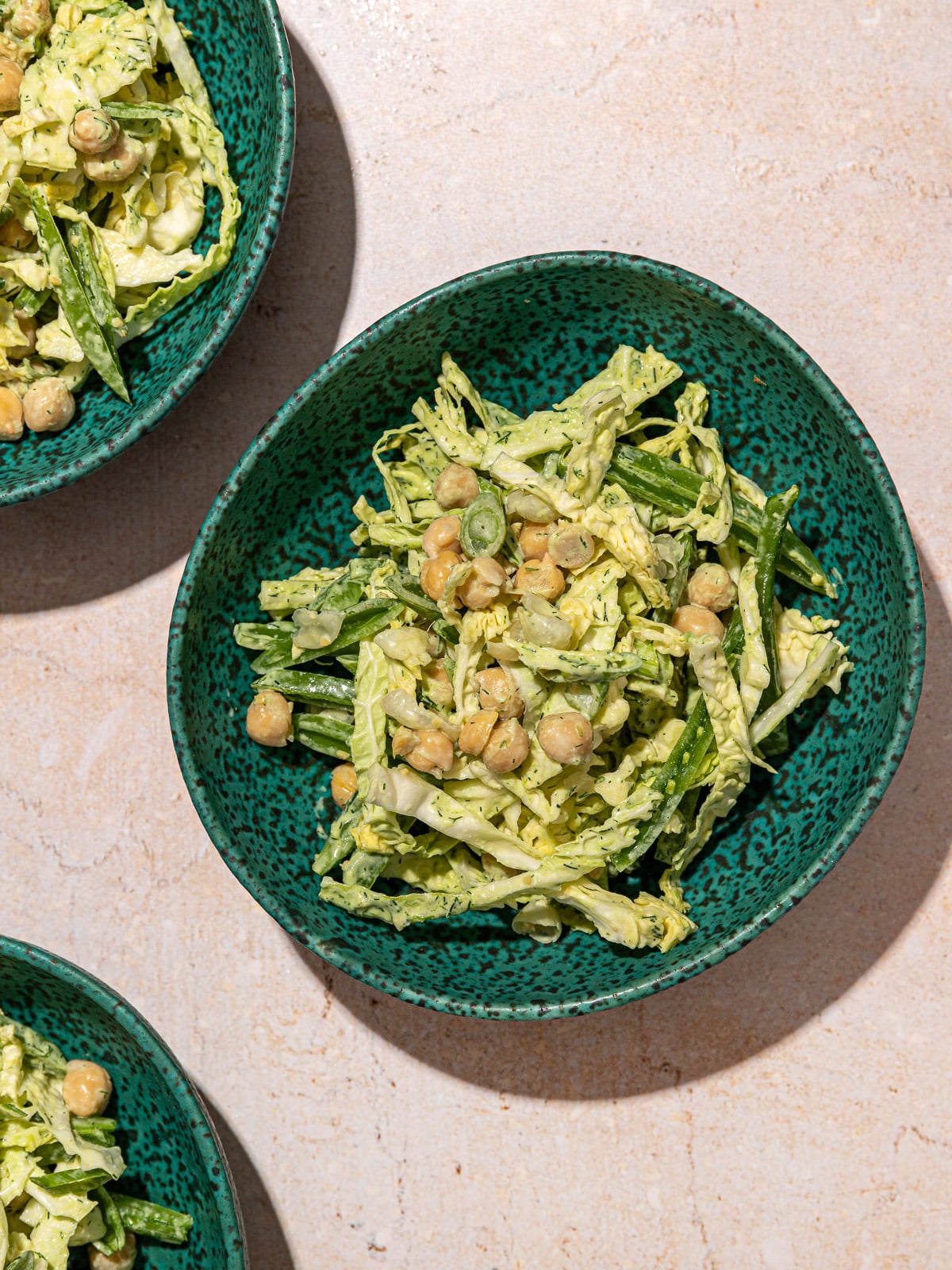 Creamy Vegan Green Goddess Salad with Shredded Cabbage