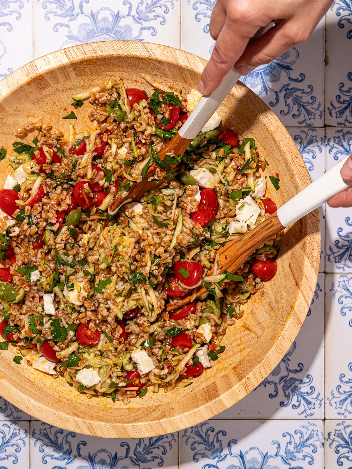 Easy Summer Farro Salad with Shredded Zucchini
