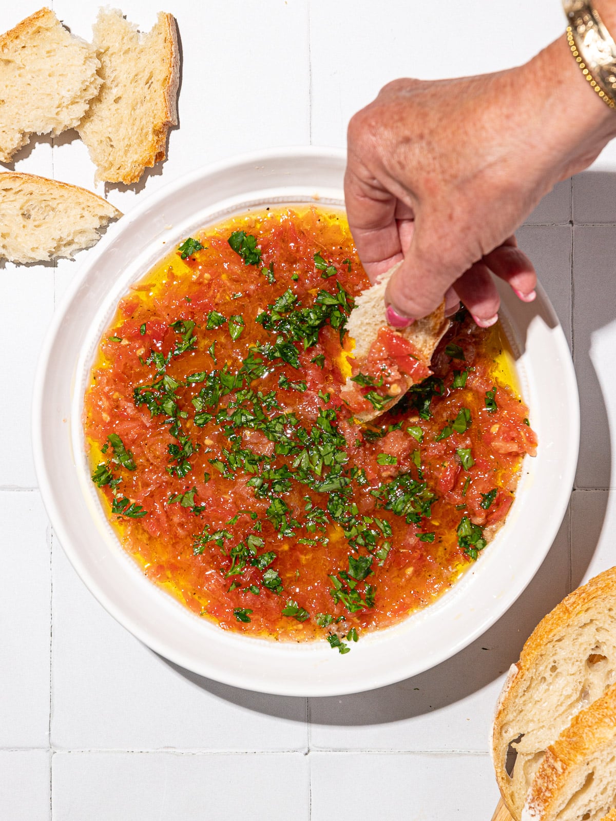 Olive Oil, Fresh Garlic + Tomato Bread Dip