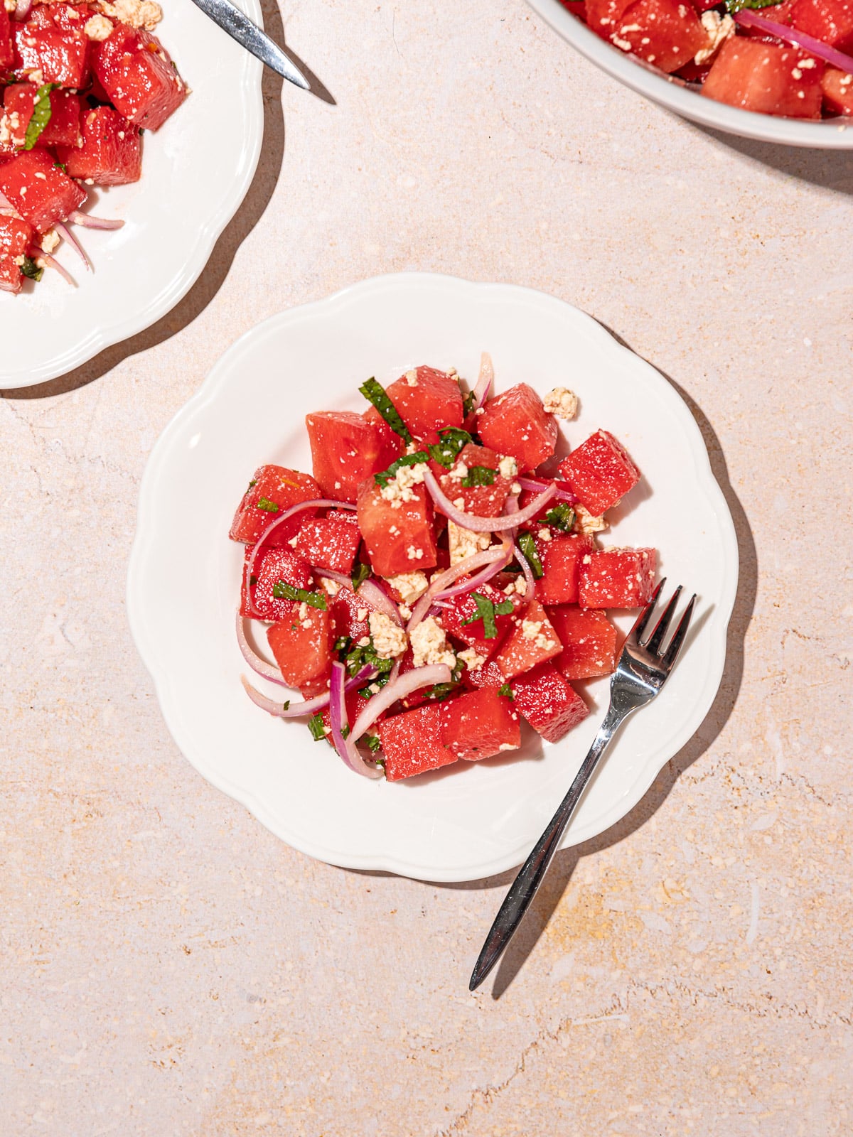 Summer Watermelon Salad with Crumbled Vegan Feta