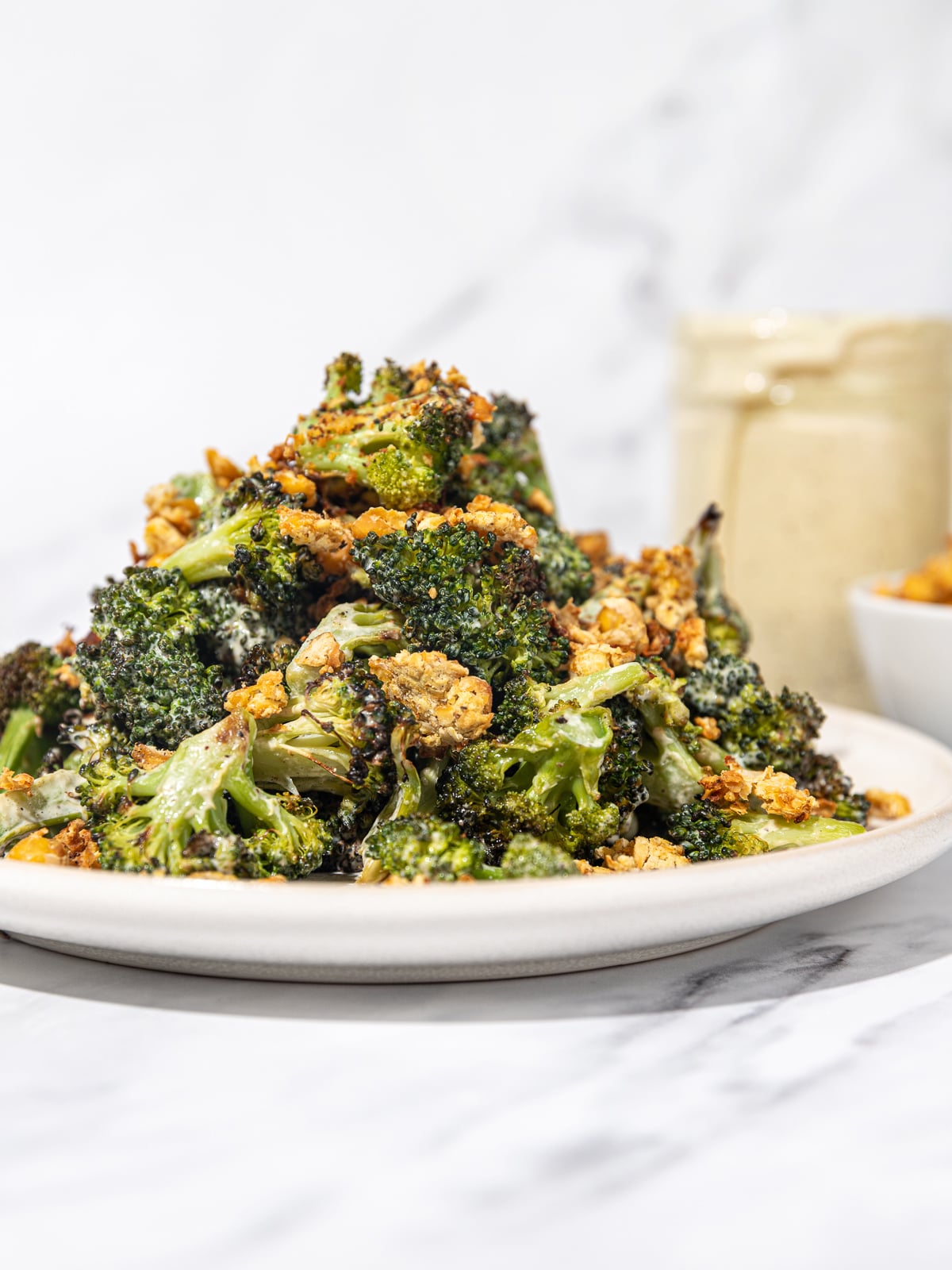 Roasted Broccoli Caesar Salad with Vegan Dressing